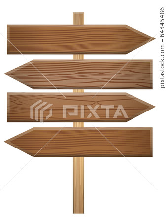 Illustration board of wood board with wood grain Brown guide board | Background material for title back and catch copy banner 64345486