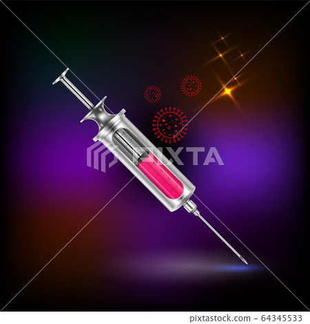 Syringe for anti coronavirus. Syringe for anti coronavirus. 64345533