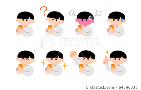 A boy operating a smartphone (deformed color) A boy operating a smartphone (deformed color) 64346335
