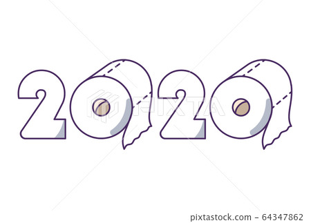 Panic in supermarket due to coronavirus crisis and pandemic of covid-19. Toilet paper roll. Best seller item in 2020. Vector illustration. 64347862