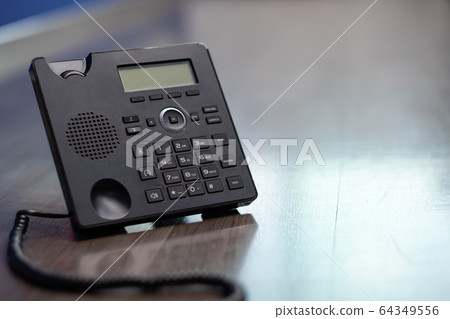 Close Up keypad number Black ip phone is placed on Close Up keypad number Black ip phone is placed on 64349556