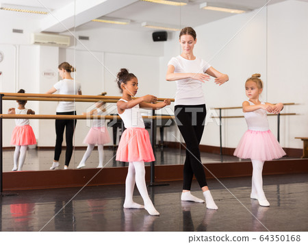 Two girls practicing choreographic elements Two girls practicing choreographic elements 64350168
