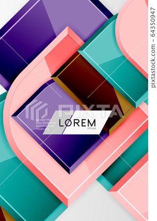 Glossy glass squares with round elements geometric composition. Abstract geometric background with 3d effect composition For Wallpaper, Banner, Background, Card, Book Illustration, landing page Glossy glass squares with round elements geometric composition. Abstract geometric background with 3d effect composition For Wallpaper, Banner, Background, Card, Book Illustration, landing page 64350947