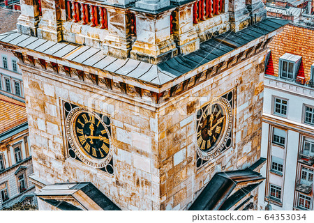Bell tower of St.Stephen Basilica in Budapest at 64353034