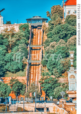 Funicular to lift up the mountain on which stands 64353522