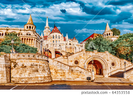 View on the Old Fishermen Bastion in Budapest at 64353558