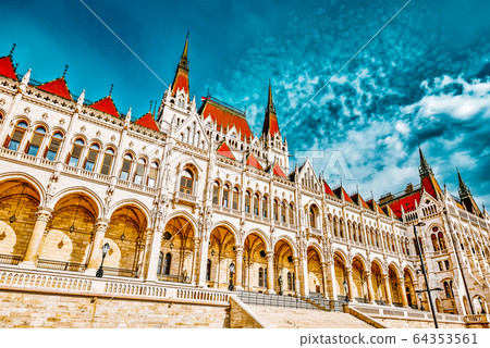Hungarian Parliament close-up. Budapest. One of Hungarian Parliament close-up. Budapest. One of 64353561