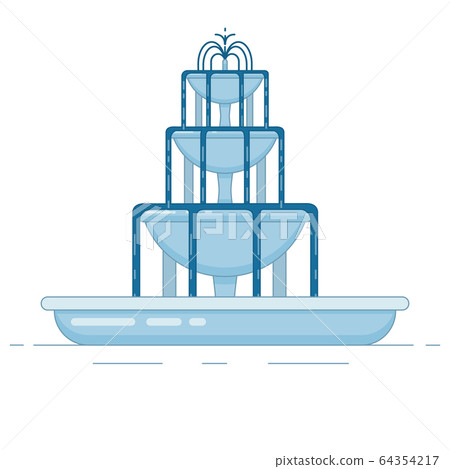 Flat vector illustration of fountain with three Flat vector illustration of fountain with three 64354217