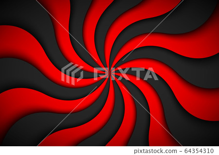Decorative modern red spiral background. Swirling radial pattern 64354310