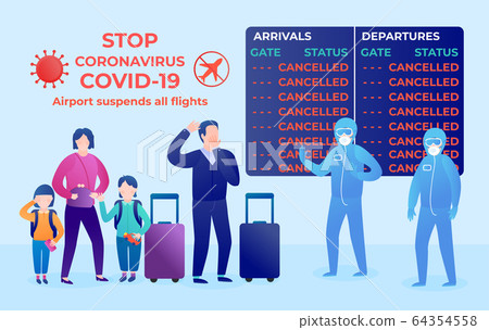 Coronavirus covid- 19. People at the airport. 64354558