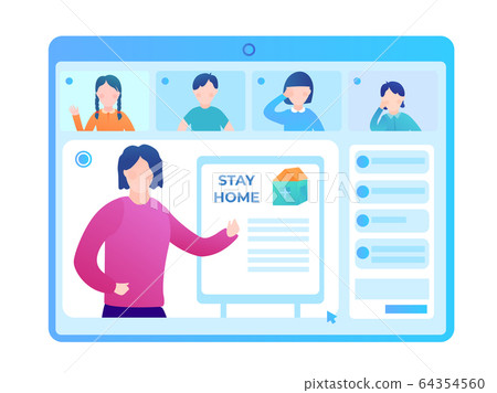 Schoolchildren at a webinar with a school teacher. Schoolchildren at a webinar with a school teacher. 64354560