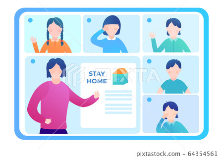 Web screen with a video lesson in school children. Web screen with a video lesson in school children. 64354561