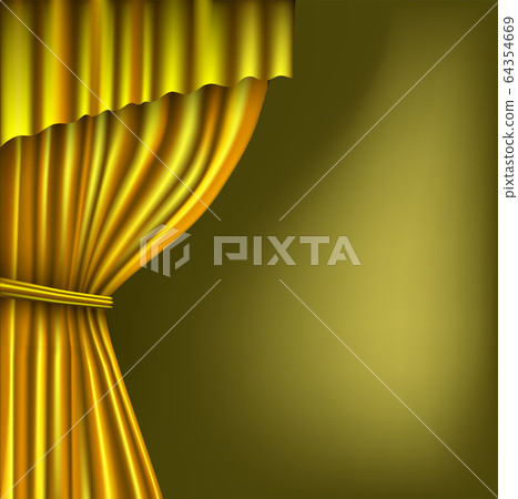Gold theater curtain on the dark 64354669