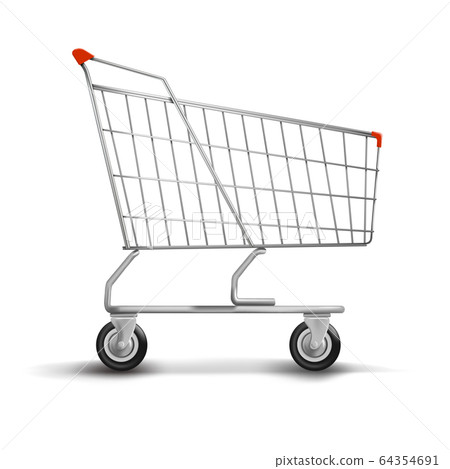 Shopping cart icon on white back 64354691