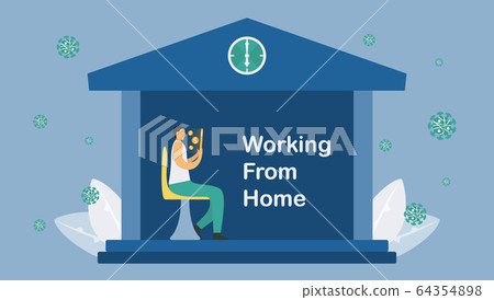 Working from home. This is a protection of new coronavirus or COVID-19. Working from home. This is a protection of new coronavirus or COVID-19. 64354898
