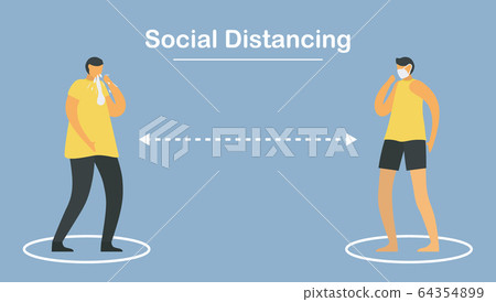 Social distancing. Stay away from people. Save life from coronavirus outbreak. Vector illustration designs in flat style. Social distancing. Stay away from people. Save life from coronavirus outbreak. Vector illustration designs in flat style. 64354899