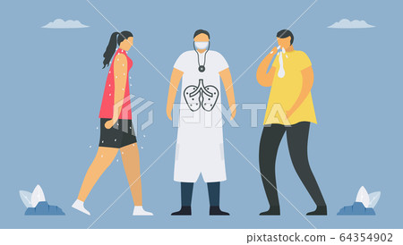 Thank you and save doctor that care disease people. It is new coronavirus or COVID-19 that makes people die around the world. Vector illustration is in flat style. Thank you and save doctor that care disease people. It is new coronavirus or COVID-19 that makes people die around the world. Vector illustration is in flat style. 64354902