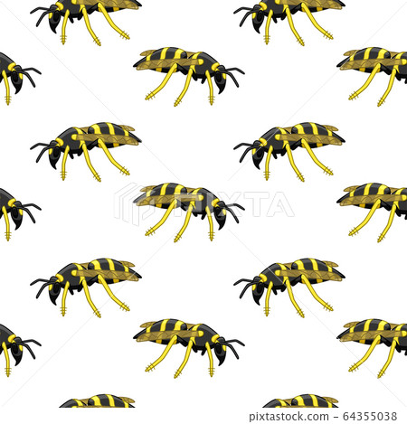 Side view wasps seamless pattern on white background Side view wasps seamless pattern on white background 64355038
