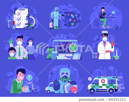 Corona Virus World Pandemic UI Icons Set 64355251