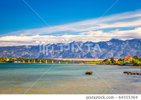Sea landscape, bridge to Vir island. 64355364