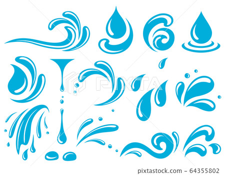 water design element, drop, splash set icons 64355802