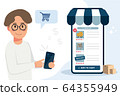 young men shopping online on mobile application illustration vector 64355949