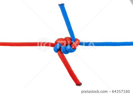 Knot on a cord isolated on a white background . 64357180