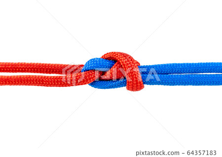 Knot on a cord isolated on a white background . Knot on a cord isolated on a white background . 64357183