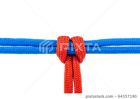 Knot on a cord isolated on a white background . 64357190