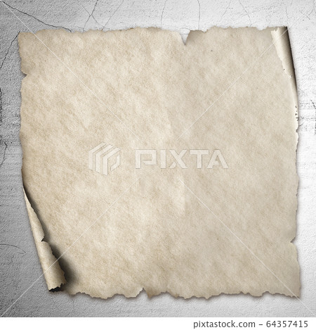 The Square old vintage beige paper with corner roll up on grungy wall background The Square old vintage beige paper with corner roll up on grungy wall background 64357415