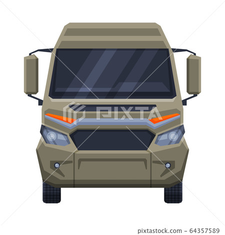 Front View of Minibus for Passenger or Cargo Transportation, Minivan Auto Vehicle Flat Vector Illustration Front View of Minibus for Passenger or Cargo Transportation, Minivan Auto Vehicle Flat Vector Illustration 64357589