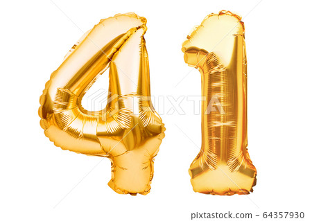 Number 41 forty one made of golden inflatable 64357930