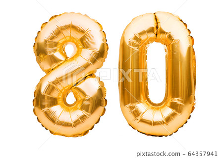 Number 80 eighty made of golden inflatable 64357941