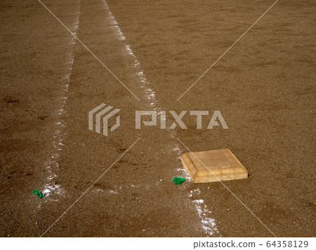 Baseball stadium on riverbed, first base Baseball stadium on riverbed, first base 64358129