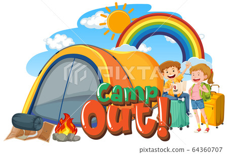 Font design for camp out with tent in the park Font design for camp out with tent in the park 64360707