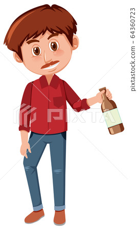 Man drinking alcohol on white background 64360723