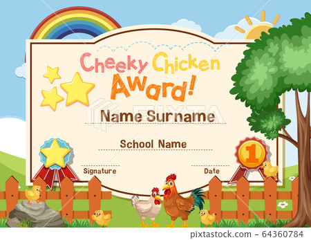 Certificate template for cheeky chicken award with - Stock Illustration ...
