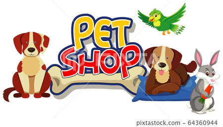 Font design for pet shop with many cute animals Font design for pet shop with many cute animals 64360944