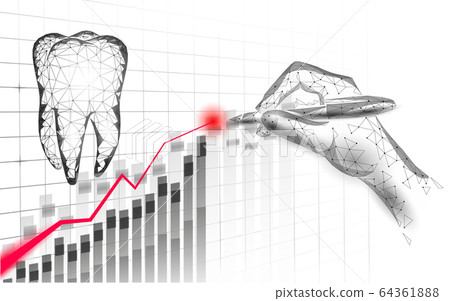 Medical healthy human tooth 3d. Medicine model low poly. Doctor online concept. Medical consultation app. Web healthcare dentist stomatologist modern technology vector illustration 64361888