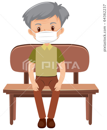 Male elderly wearing mask Male elderly wearing mask 64362237