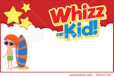 Background template design with boy and surfboard 64362791