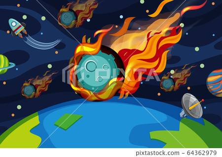 Background scene with asteroid flying in the space - Stock Illustration ...