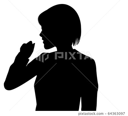 [Silhouette of a person] A woman who has a cold / sickness. A woman who has a headache. 64363097