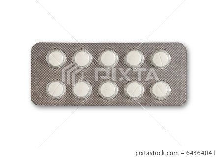 White pills in the silver medicine panel 64364041