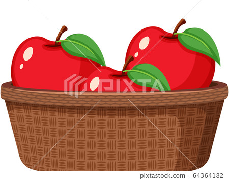 Basket of red apples on white background Basket of red apples on white background 64364182