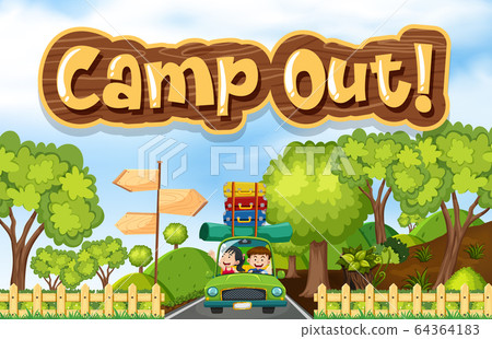 Font design for word camp out with people driving Font design for word camp out with people driving 64364183