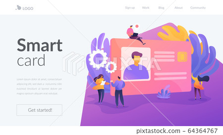 Smart ID card landing page template. Smart ID card landing page template. 64364767