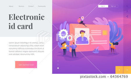 Smart ID card landing page template. Smart ID card landing page template. 64364769