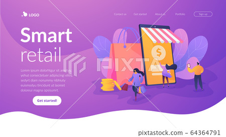 Smart retail in smart city landing page template. 64364791