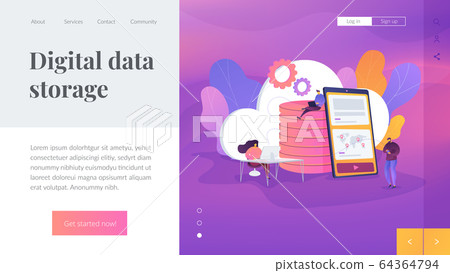 Cloud storage landing page template. 64364794